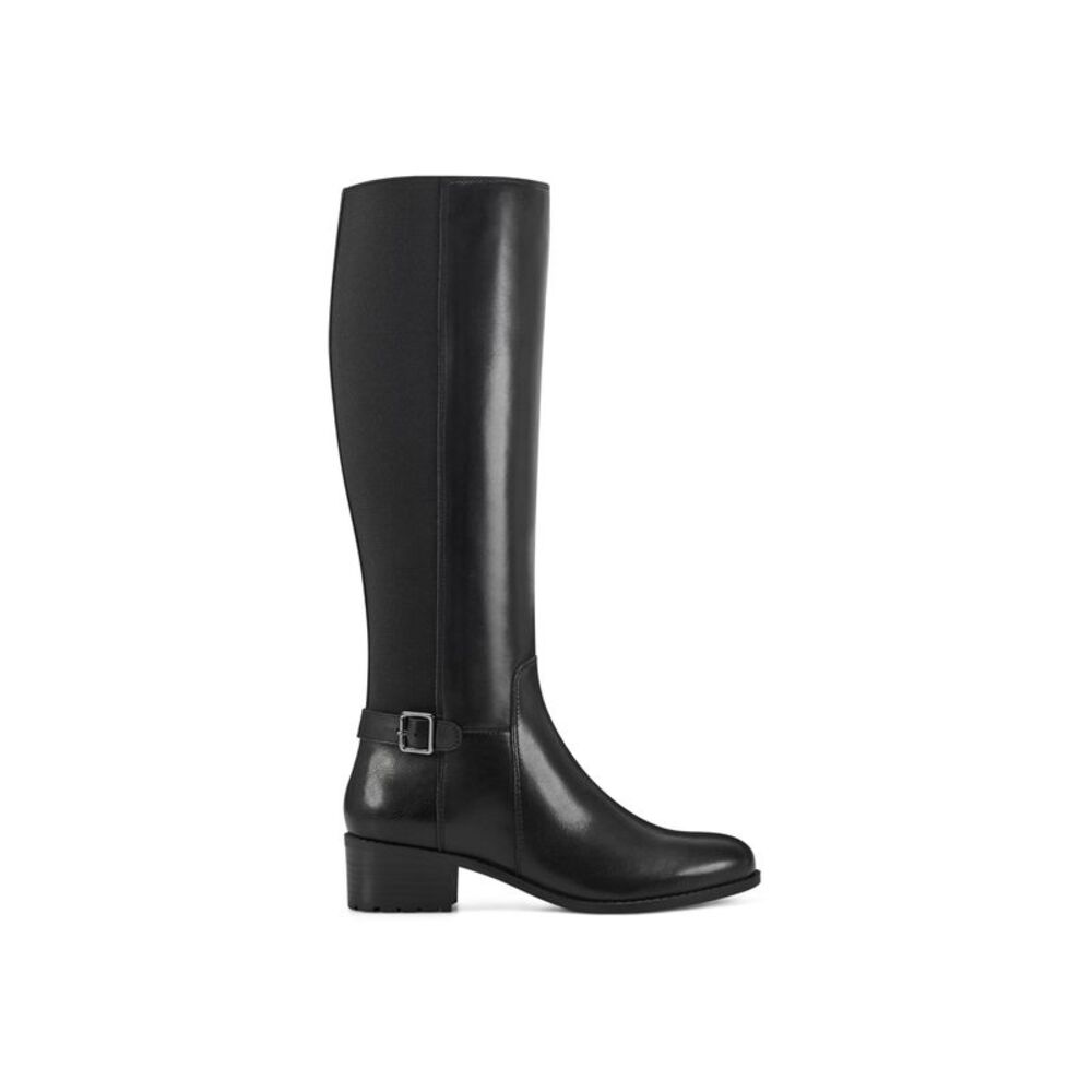 EASY SPIRIT Womens Black Wide Calf Chaza Block Heel Leather Riding Boot 11 M WC - Picture 2 of 4